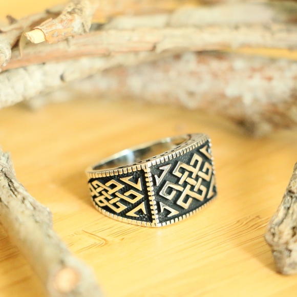 Nodes Signet Men's 925 Sterling Silver Rings - Picture 3 of 8